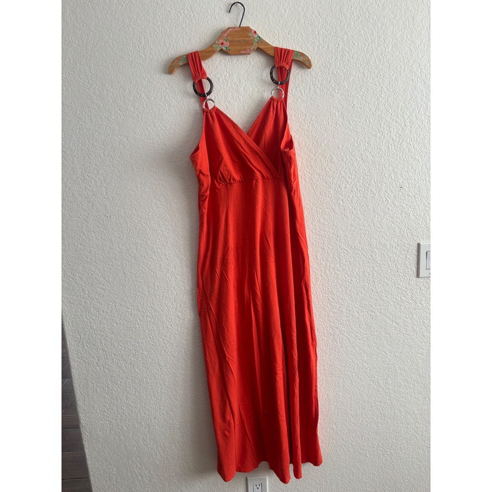 Avenue Maxi Dress 22/24 Orange Sleeveless Ring Detail V-Neck Surplice - Picture 2 of 10
